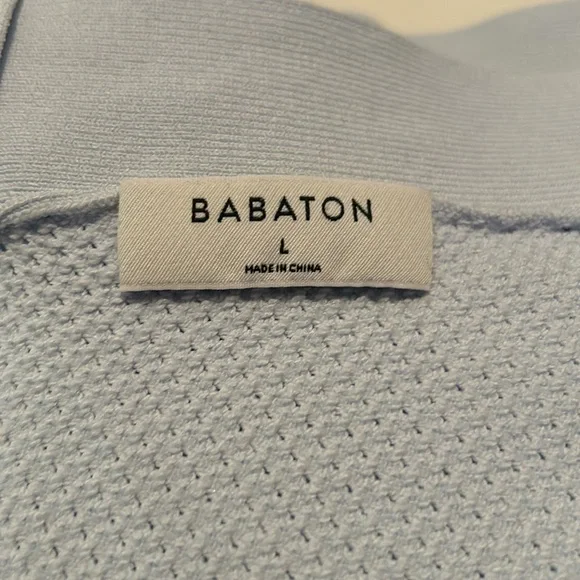 Babaton light blue crisscross knit top size large crop top - Picture 3 of 6